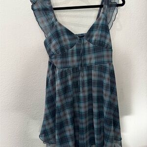 wild fable Plaid and Navy Smocked Top